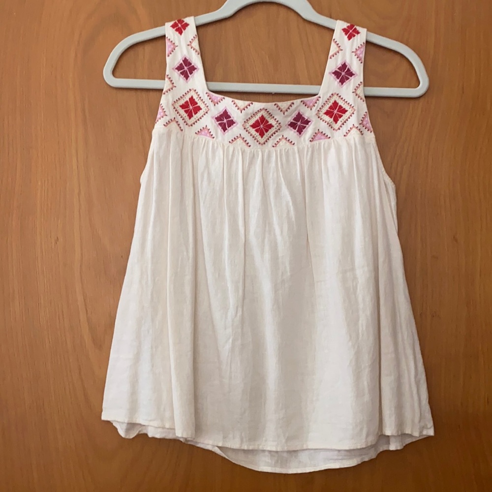 Madewell Embroidered linen blend tank top